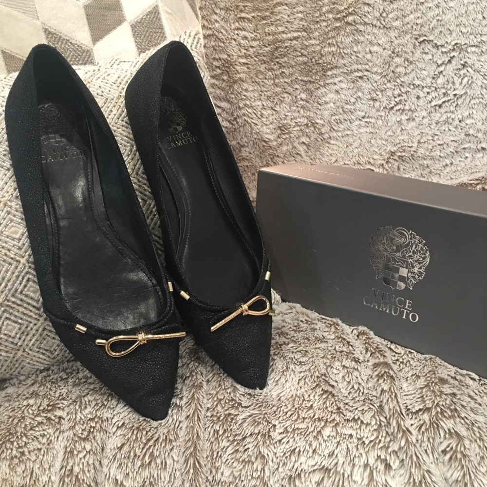 Used Vince Camuto Pointy Flats W/ Gold Detail